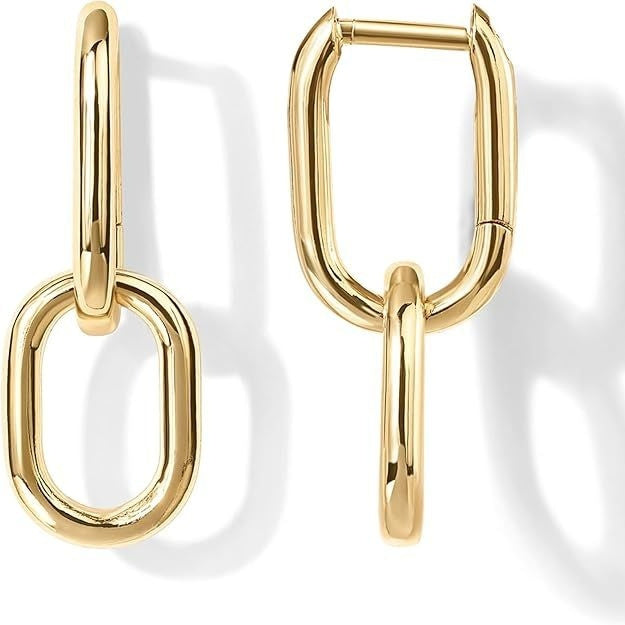 Shine Bright with Geometric Oval Gold Rhinestone Earrings