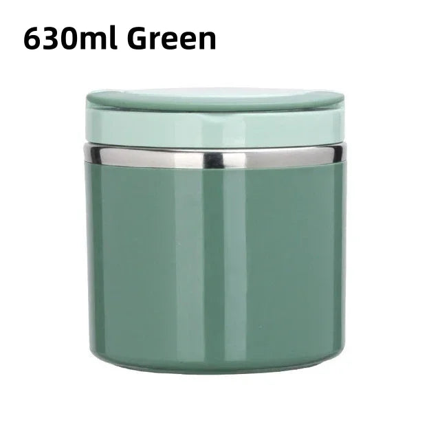 Green container with silver lid on a white background