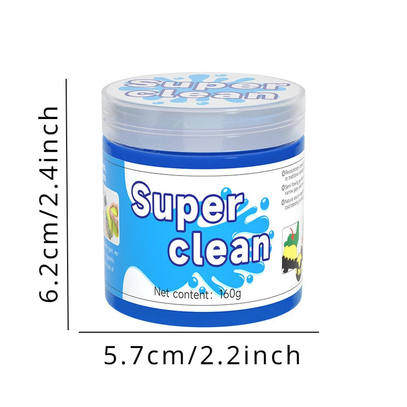 Super clean container with dimensions on a white background