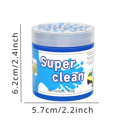 Super clean container with dimensions on a white background