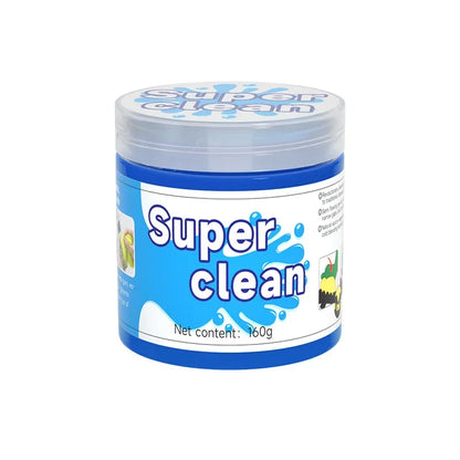 Jar of 'Super Clean' cleaning product on a white background