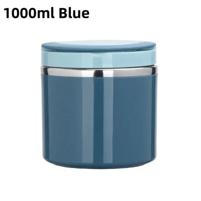 Blue cylindrical container with a light blue lid on a white background
